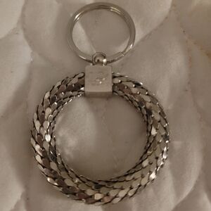 Rare Vintage Whitney and Davis Silver Mesh key ring
